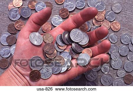 Hand Holding US Coinage View Large Photo Image Stock Photograph - Hand Holding US Coinage. Fotosearch