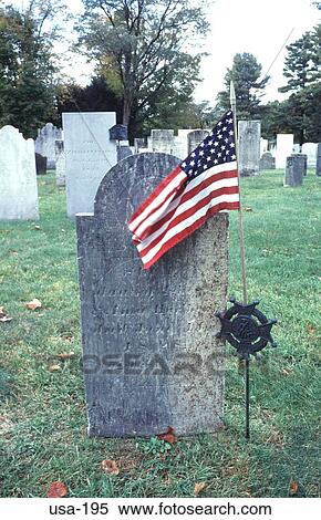 Headstone and Flag in a Graveyard Lyme USA View Large Photo Image Stock Photography - Headstone and Flag in a Graveyard Lyme USA. Fotosearch