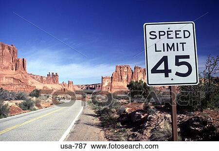 Stock Photo - Highway Through Arches National Park Utah. Fotosearch