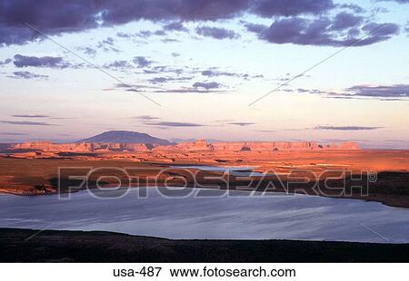 Stock Photo - Lake Powell at Dusk Page Arizona. Fotosearch