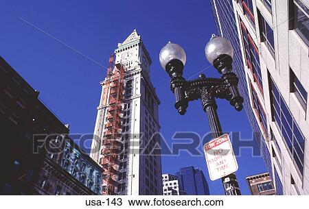 Lamppost outside Custom House Tower Boston USA View Large Photo Image Stock Image - Lamppost outside Custom House Tower Boston USA. Fotosearch