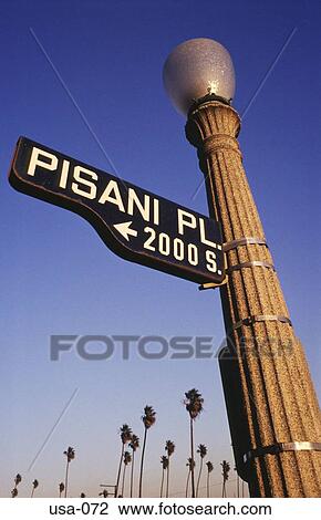 Lamppost with Street Sign Pisani Pl. Los Angeles USA View Large Photo Image Stock Image - Lamppost with Street Sign Pisani Pl. Los Angeles USA. Fotosearch