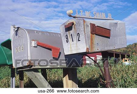 Mail Boxes New Hampshire America USA View Large Photo Image Stock Photograph - Mail Boxes New Hampshire America USA. Fotosearch
