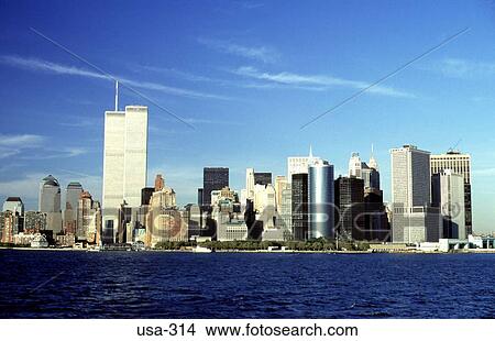 Manhattan Skyline and World Trade Center New York View Large Photo Image Picture - Manhattan Skyline and World Trade Center New York. Fotosearch