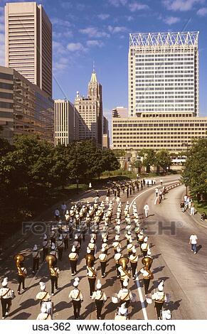 Stock Image - Marching Band Calvert Street Baltimore Maryland USA. Fotosearch