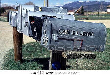 Stock Image - Metal Mail Boxes Colorado. Fotosearch