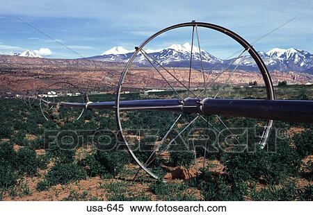 Stock Photography - Moveable Irrigation pipe Utah. Fotosearch
