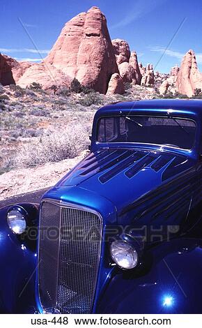 Old Blue Motor Car in Arches National Park Utah View Large Photo Image Stock Photo - Old Blue Motor Car in Arches National Park Utah. Fotosearch