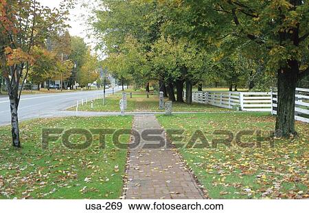 Stock Photo - Pavement in Leafy Suburb in Early Fall USA. Fotosearch