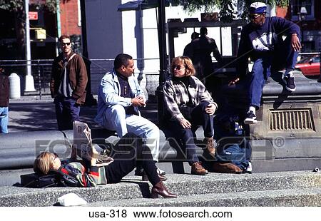 Stock Photo - People at Washington Square Greenwich Village NY. Fotosearch