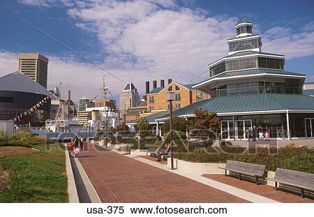 Promenade at Pier 4 Baltimore USA View Large Photo Image Stock Photography - Promenade at Pier 4 Baltimore USA. Fotosearch