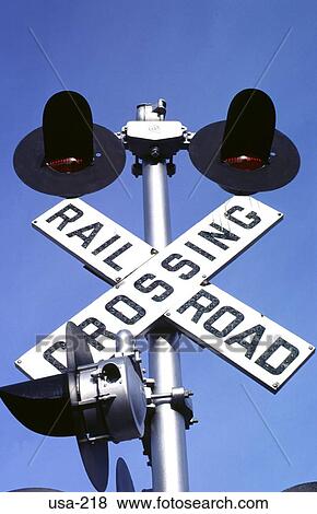 Railroad Crossing Warning Signal View Large Photo Image Stock Photo - Railroad Crossing Warning Signal. Fotosearch