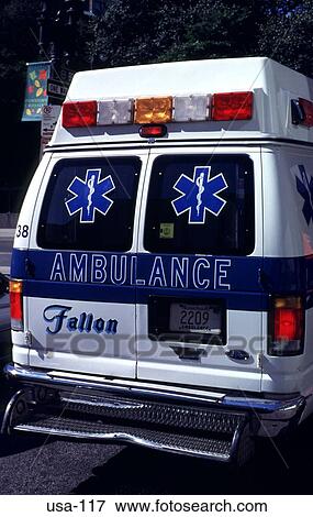 Rear of Ambulance Boston USA View Large Photo Image Stock Photo - Rear of Ambulance Boston USA. Fotosearch