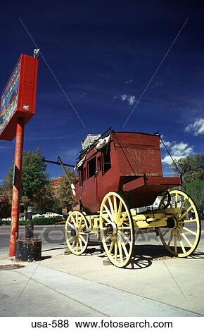 Stock Photo - Rear of Stagecoach on Road in Kanab Utah. Fotosearch
