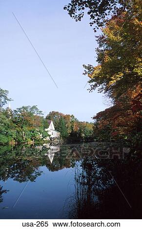 Reflection Trees And House In Pond Wakefield USA View Large Photo Image Stock Photography - Reflection Trees And House In Pond Wakefield USA. Fotosearch