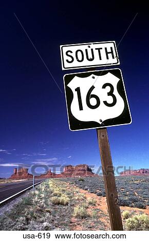 Stock Photo - Road Sign Route 163 South Arizona. Fotosearch