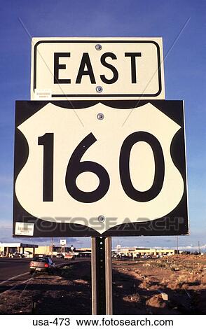 Stock Image - Route 160 Highway Sign Tuba City Arizona. Fotosearch