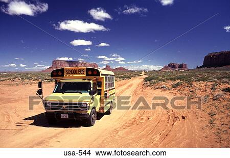 Picture - School Bus in Monument Valley Arizona. Fotosearch