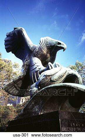 Stock Image - Statue of Eagle Veterans Memorial Manhattan New York. Fotosearch