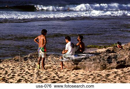 Surfers on Beach Hawaii USA View Large Photo Image Stock Photograph - Surfers on Beach Hawaii USA. Fotosearch