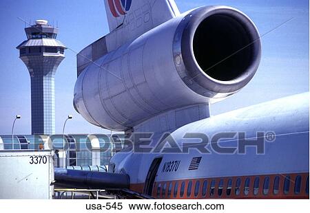 Stock Photography - Tail of United Airlines DC-10 Chicago O'Hare Airport. Fotosearch