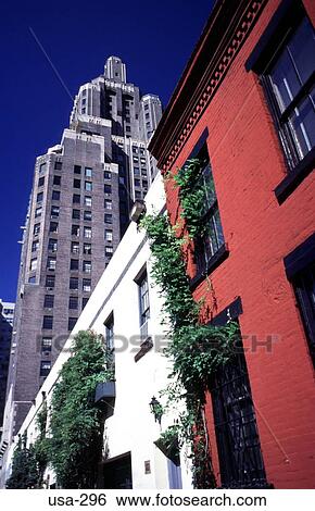Terrace and Skyscraper Greenwich Village New York View Large Photo Image Stock Photograph - Terrace and Skyscraper Greenwich Village New York. Fotosearch