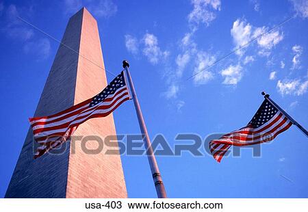 Stock Image - The Washington Monument and Flags. Fotosearch