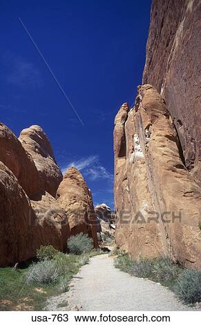 Track Between Cliffs Arches National Park Utah View Large Photo Image Stock Image - Track Between Cliffs Arches National Park Utah. Fotosearch