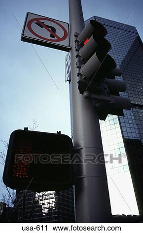 Stock Image - Traffic Lights Downtown Denver Colorado. Fotosearch