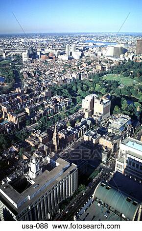 Stock Photo - View over Boston Common Boston USA. Fotosearch