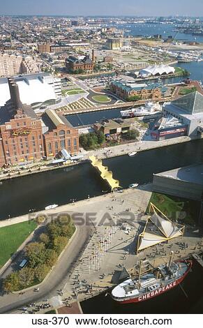Stock Image - View Over Inner Harbour Baltimore USA. Fotosearch