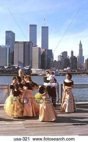 Wedding Party At Quayside New York City View Large Photo Image Stock Image - Wedding Party At Quayside New York City. Fotosearch