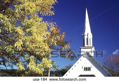 White Steeple of a Church and Trees Vermont USA View Large Photo Image Picture - White Steeple of a Church and Trees Vermont USA. Fotosearch