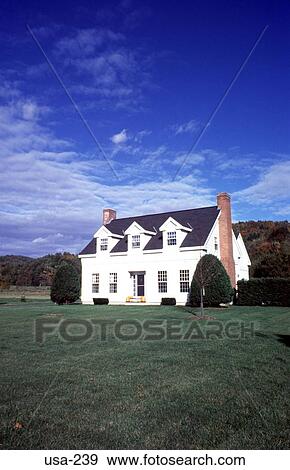 Stock Photo - White Timber House and Grounds New Hampshire. Fotosearch