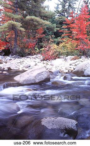 Stock Photograph - White Water over Rocks New Hampshire. Fotosearch