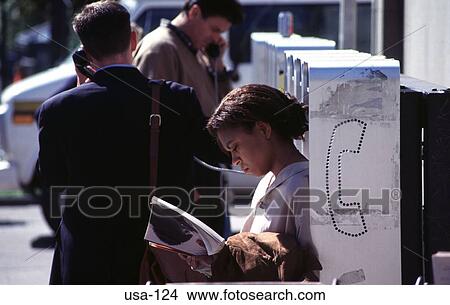 Woman Waiting at Public Phones Boston USA View Large Photo Image Picture - Woman Waiting at Public Phones Boston USA. Fotosearch