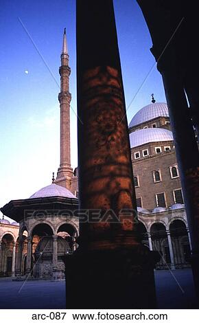 Alabaster Columns and Mosque Cairo Egypt View Large Photo Image Stock Photo - Alabaster Columns and Mosque Cairo Egypt. Fotosearch