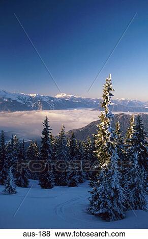 Stock Photo - Alpine Valley in Winter Austria. Fotosearch