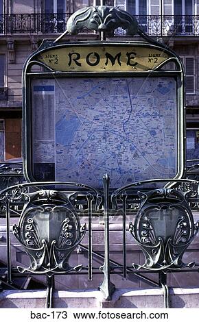 Stock Image - Art Noveau Railings Paris Metro. Fotosearch
