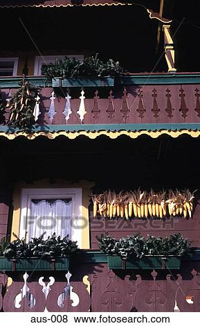 Balcony of Traditional Alpine House Austria View Large Photo Image Stock Photo - Balcony of Traditional Alpine House Austria. Fotosearch