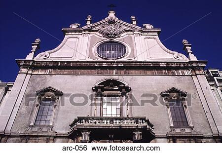 Stock Photograph - Baroque Cathedral Facade Lisbon Portugal. Fotosearch