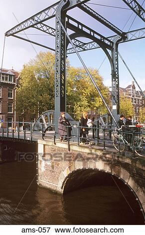 Bascule Bridge over Canal Amsterdam Holland View Large Photo Image Stock Photo - Bascule Bridge over Canal Amsterdam Holland. Fotosearch