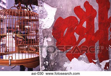Stock Image - Birdcage in Market Kowloon Hong Kong. Fotosearch