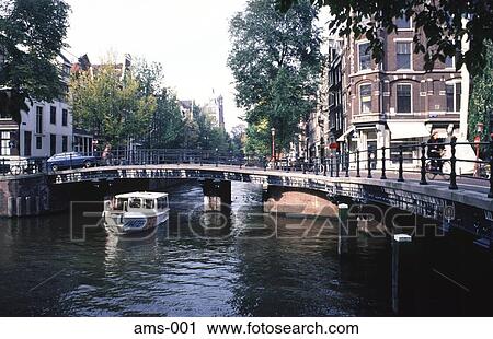 Boat Passing under Canal Bridge Amsterdam View Large Photo Image Stock Image - Boat Passing under Canal Bridge Amsterdam. Fotosearch