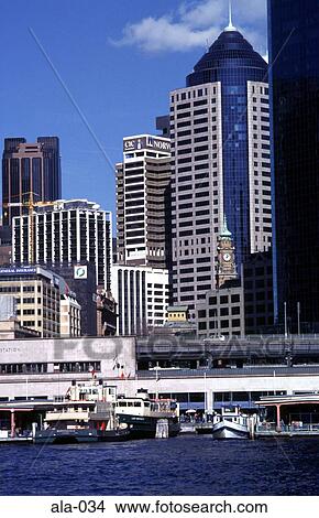 Boats Moored in Front of Sydney Offices Australia View Large Photo Image Picture - Boats Moored in Front of Sydney Offices Australia. Fotosearch