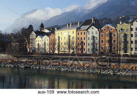 Buildings Reflected in the Inn Innsbruck Austria View Large Photo Image Stock Photo - Buildings Reflected in the Inn Innsbruck Austria. Fotosearch