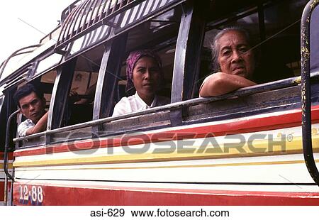 Stock Photo - Bus Passengers The Philippines Asia. Fotosearch