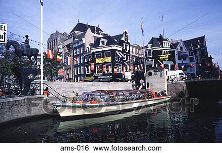 Canal Cruise Boat Rokin Amsterdam View Large Photo Image Stock Photograph - Canal Cruise Boat Rokin Amsterdam. Fotosearch