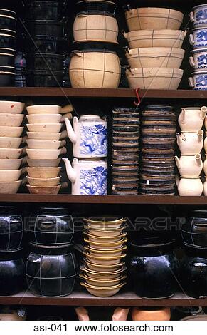 Stock Image - Ceramics Pots Hong Kong. Fotosearch