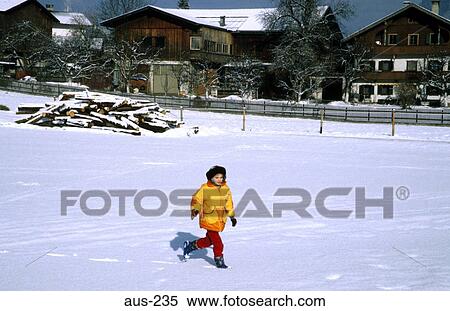 Child Crossing Snowed Field Austria View Large Photo Image Stock Photography - Child Crossing Snowed Field Austria. Fotosearch